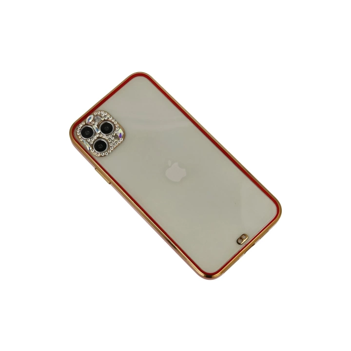 BFS  iPhone 11 Pro Kılıf Liva Taşlı Silikon - Kırmızı