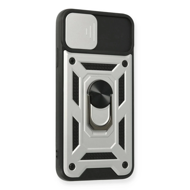 BFS  iPhone 11 Pro Kılıf Pars Lens Yüzüklü Silikon - Gümüş