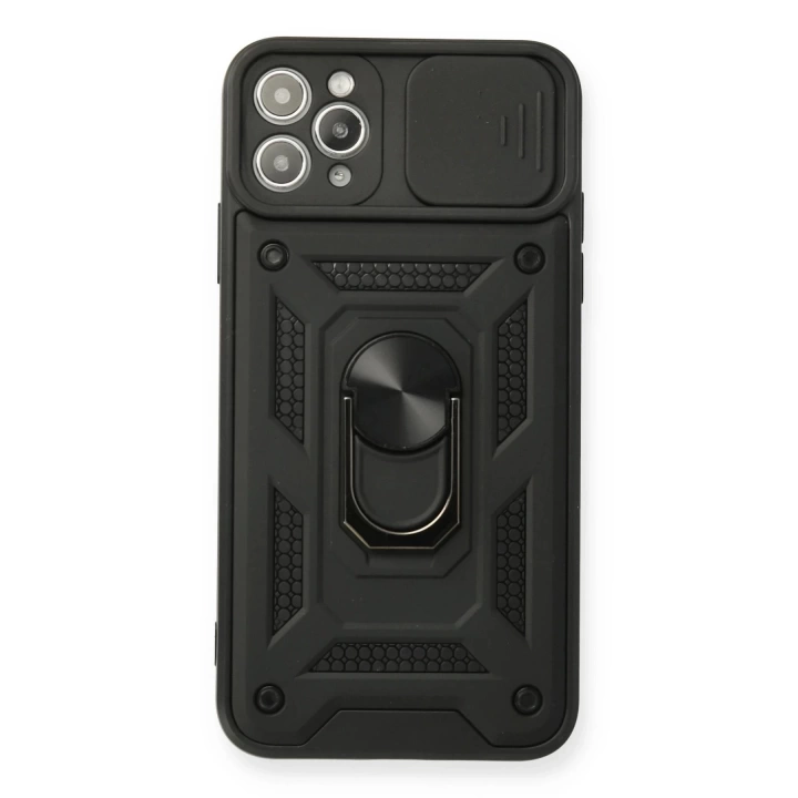 BFS  iPhone 11 Pro Kılıf Pars Lens Yüzüklü Silikon - Siyah