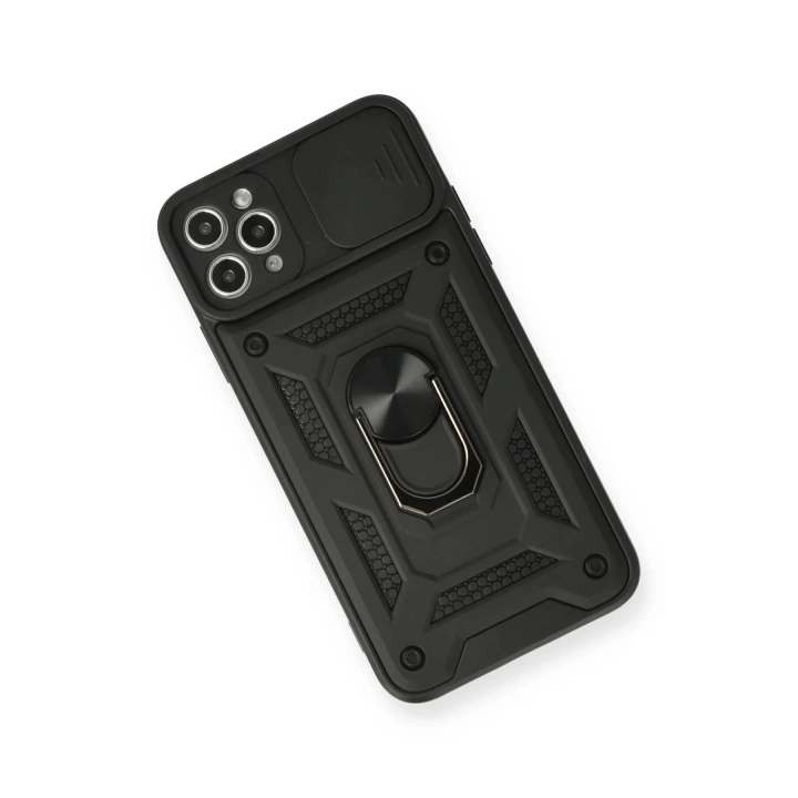 BFS  iPhone 11 Pro Kılıf Pars Lens Yüzüklü Silikon - Siyah