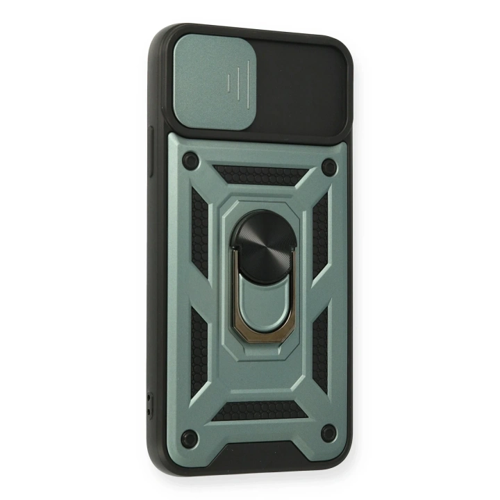 BFS  iPhone 11 Pro Kılıf Pars Lens Yüzüklü Silikon - Yeşil