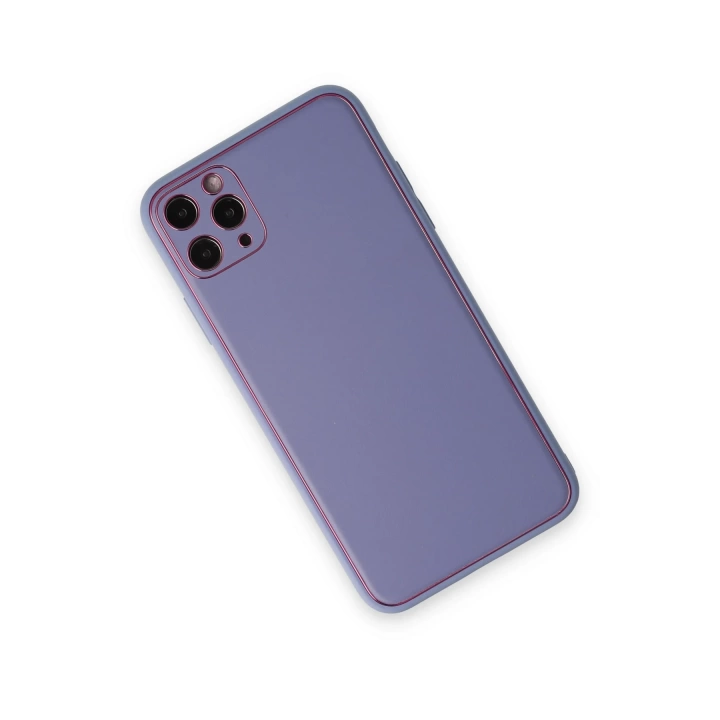 BFS  iPhone 11 Pro Max Kılıf Coco Deri Silikon Kapak - Açık Lila