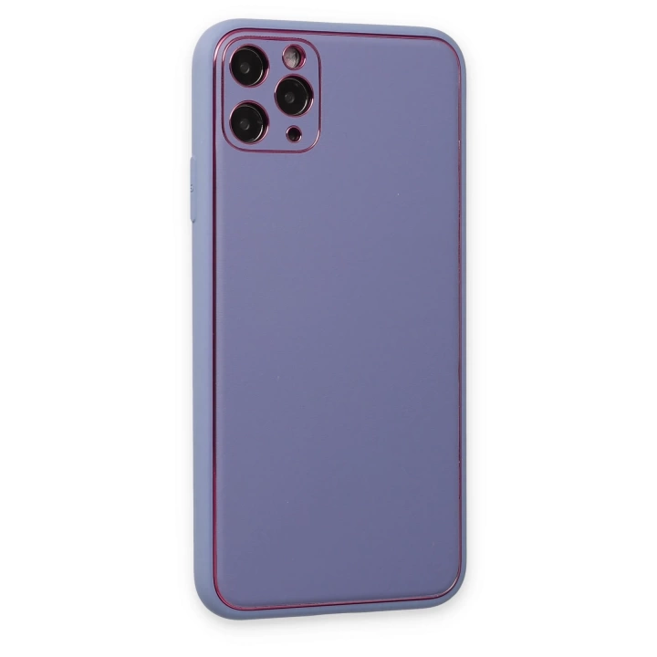 BFS  iPhone 11 Pro Max Kılıf Coco Deri Silikon Kapak - Açık Lila