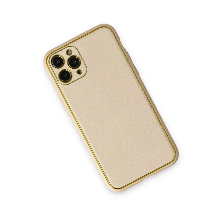BFS  iPhone 11 Pro Max Kılıf Coco Deri Silikon Kapak - Gold