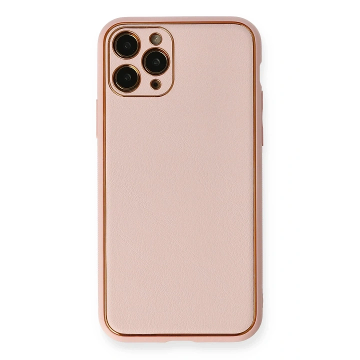 BFS  iPhone 11 Pro Max Kılıf Coco Deri Silikon Kapak - Pembe