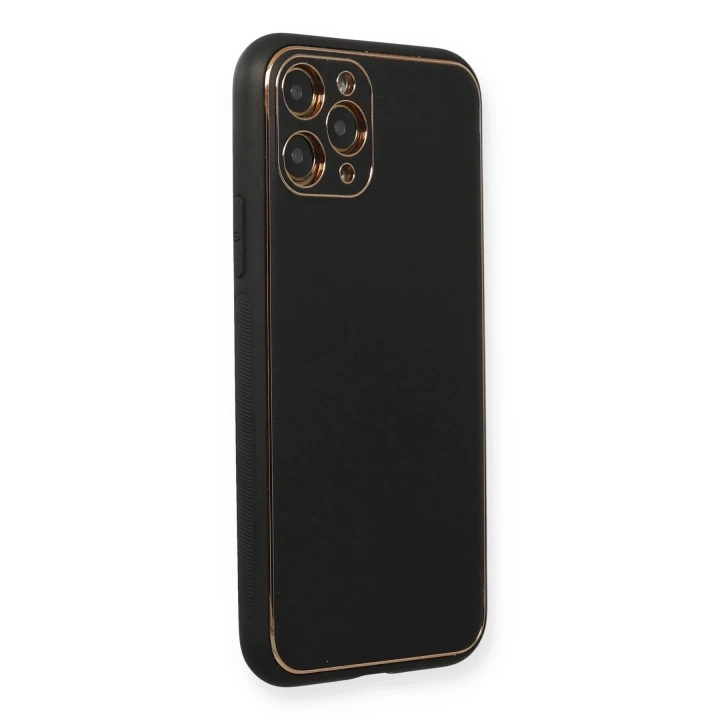 BFS  iPhone 11 Pro Max Kılıf Coco Deri Silikon Kapak - Siyah