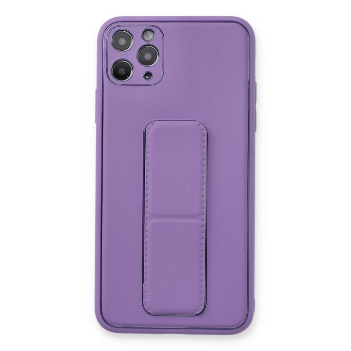 BFS  iPhone 11 Pro Max Kılıf Coco Deri Standlı Kapak - Koyu Lila