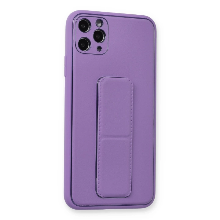 BFS  iPhone 11 Pro Max Kılıf Coco Deri Standlı Kapak - Koyu Lila