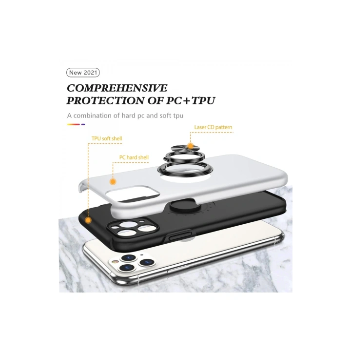 BFS  iPhone 11 Pro Max Kılıf Elit Yüzüklü Kapak - Gümüş