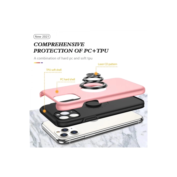 BFS  iPhone 11 Pro Max Kılıf Elit Yüzüklü Kapak - Pembe