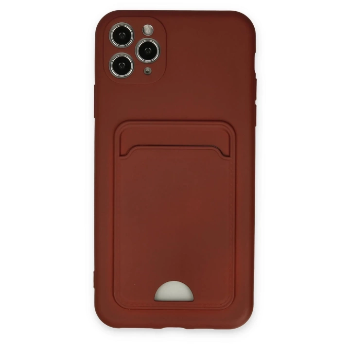 BFS  iPhone 11 Pro Max Kılıf Kelvin Kartvizitli Silikon - Bordo