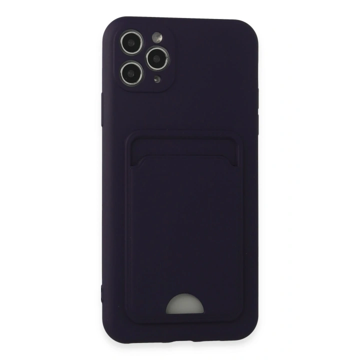BFS  iPhone 11 Pro Max Kılıf Kelvin Kartvizitli Silikon - Derin Mor