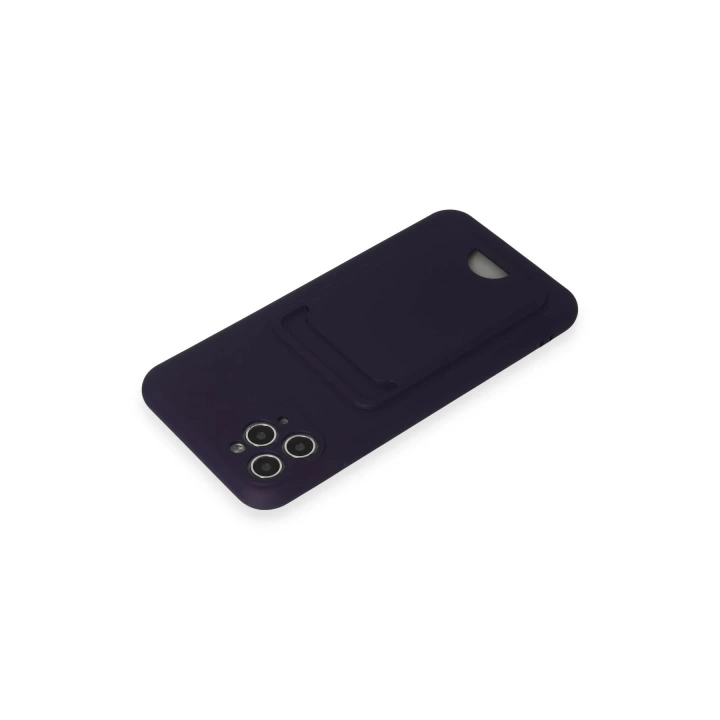 BFS  iPhone 11 Pro Max Kılıf Kelvin Kartvizitli Silikon - Derin Mor