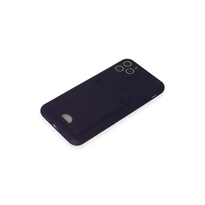 BFS  iPhone 11 Pro Max Kılıf Kelvin Kartvizitli Silikon - Derin Mor
