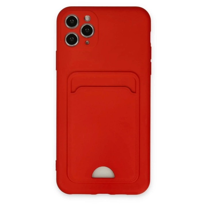 BFS  iPhone 11 Pro Max Kılıf Kelvin Kartvizitli Silikon - Kırmızı