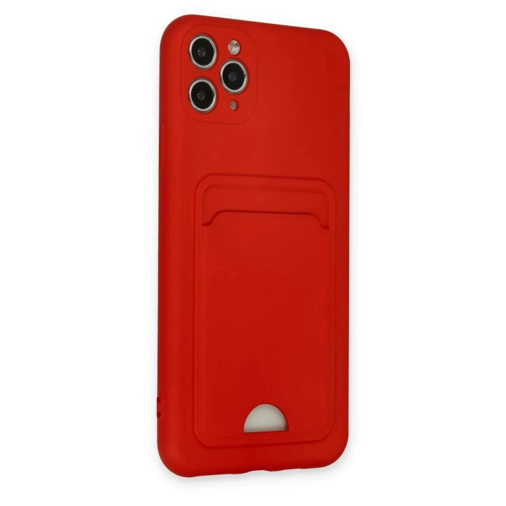 BFS  iPhone 11 Pro Max Kılıf Kelvin Kartvizitli Silikon - Kırmızı