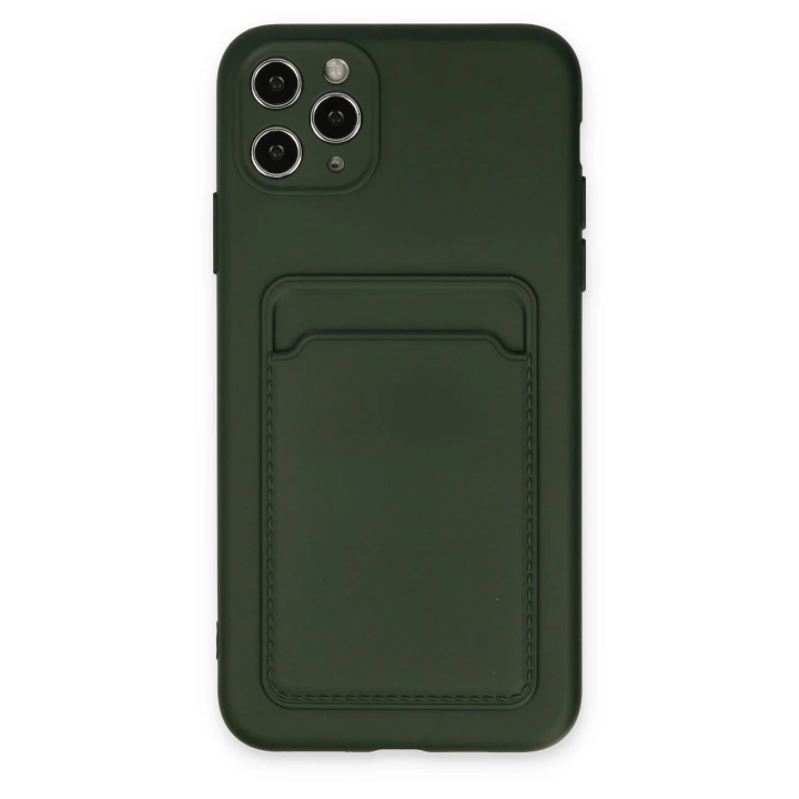 BFS  iPhone 11 Pro Max Kılıf Kelvin Kartvizitli Silikon - Koyu Yeşil