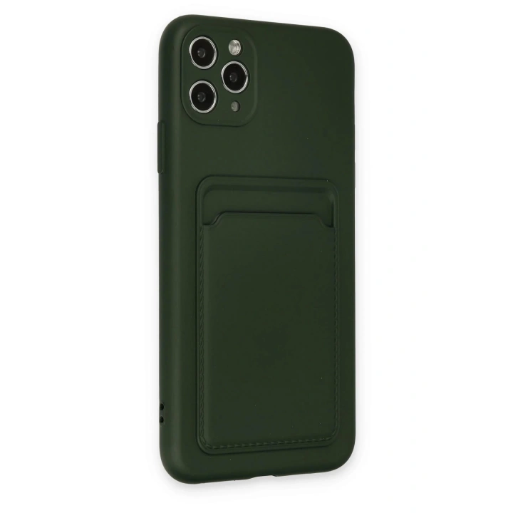 BFS  iPhone 11 Pro Max Kılıf Kelvin Kartvizitli Silikon - Koyu Yeşil