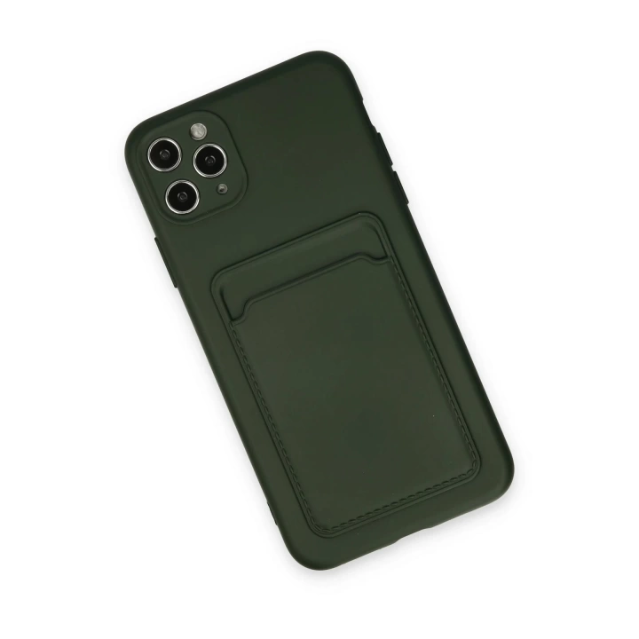 BFS  iPhone 11 Pro Max Kılıf Kelvin Kartvizitli Silikon - Koyu Yeşil