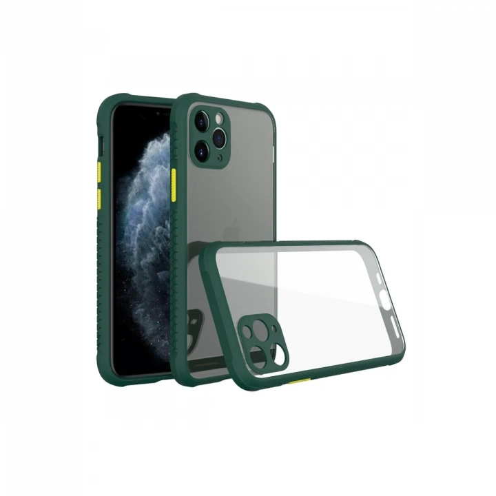 BFS  iPhone 11 Pro Max Kılıf Miami Şeffaf Silikon - Koyu Yeşil