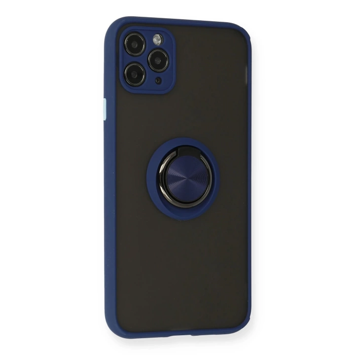 BFS  iPhone 11 Pro Max Kılıf Montreal Yüzüklü Silikon Kapak - Lacivert