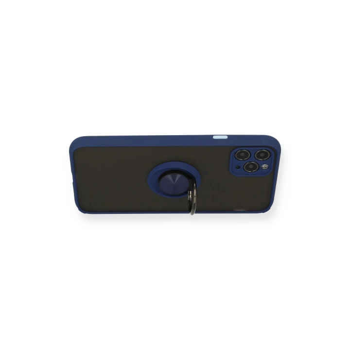 BFS  iPhone 11 Pro Max Kılıf Montreal Yüzüklü Silikon Kapak - Lacivert