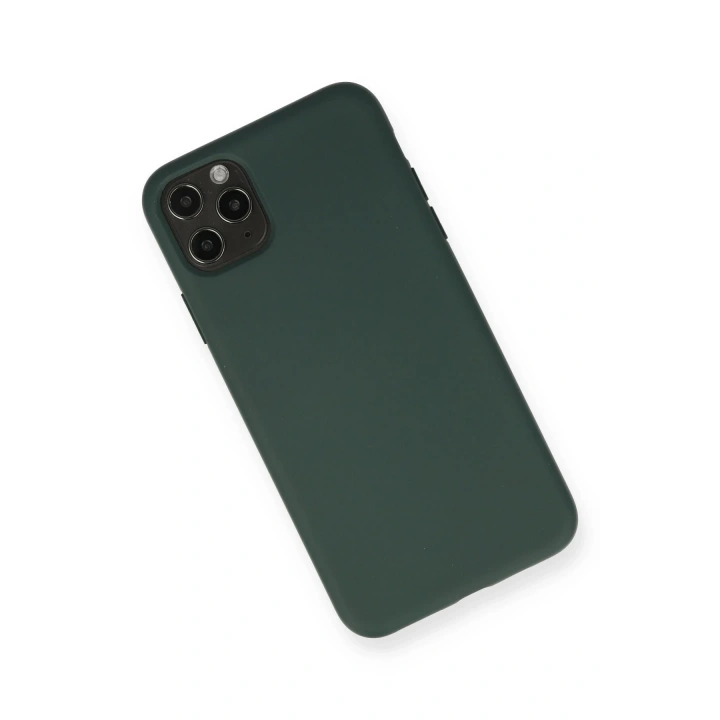 BFS iPhone 11 Pro Max Kılıf Nano içi Kadife Silikon - Koyu Yeşil