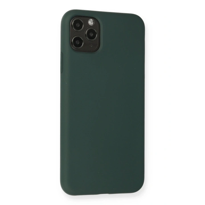 BFS iPhone 11 Pro Max Kılıf Nano içi Kadife Silikon - Koyu Yeşil