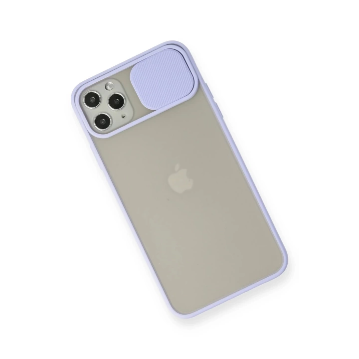 BFS  iPhone 11 Pro Max Kılıf Palm Buzlu Kamera Sürgülü Silikon - Lila