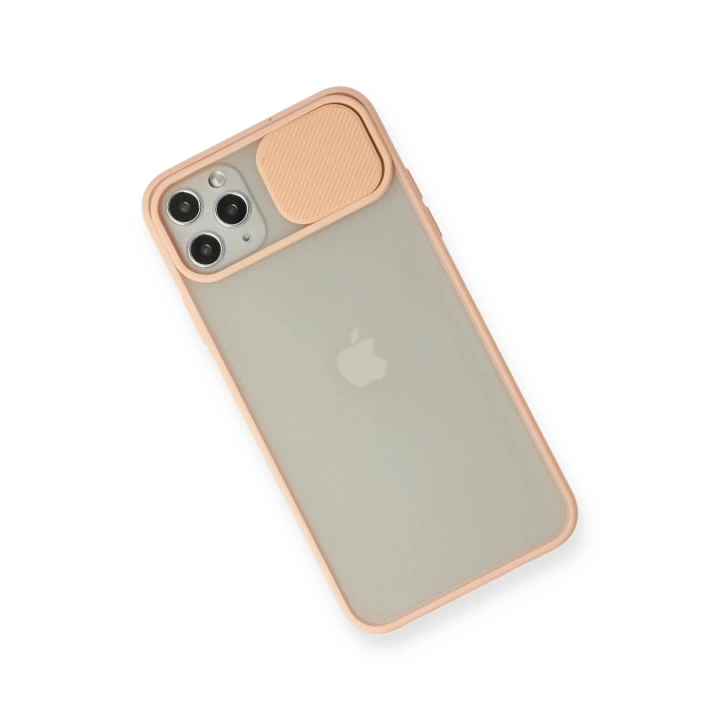 BFS  iPhone 11 Pro Max Kılıf Palm Buzlu Kamera Sürgülü Silikon - Pembe