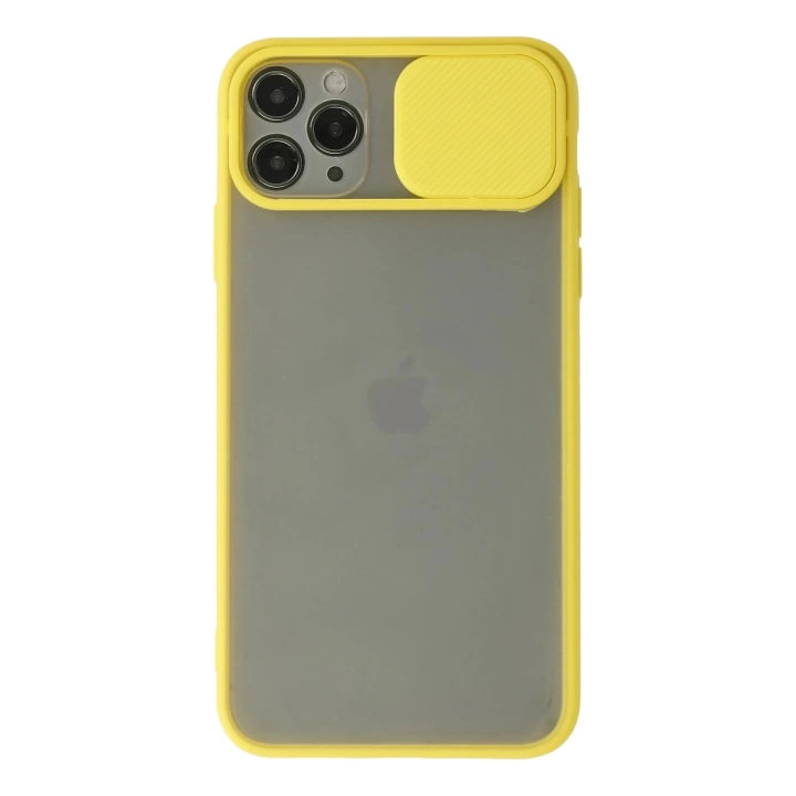 BFS  iPhone 11 Pro Max Kılıf Palm Buzlu Kamera Sürgülü Silikon - Sarı