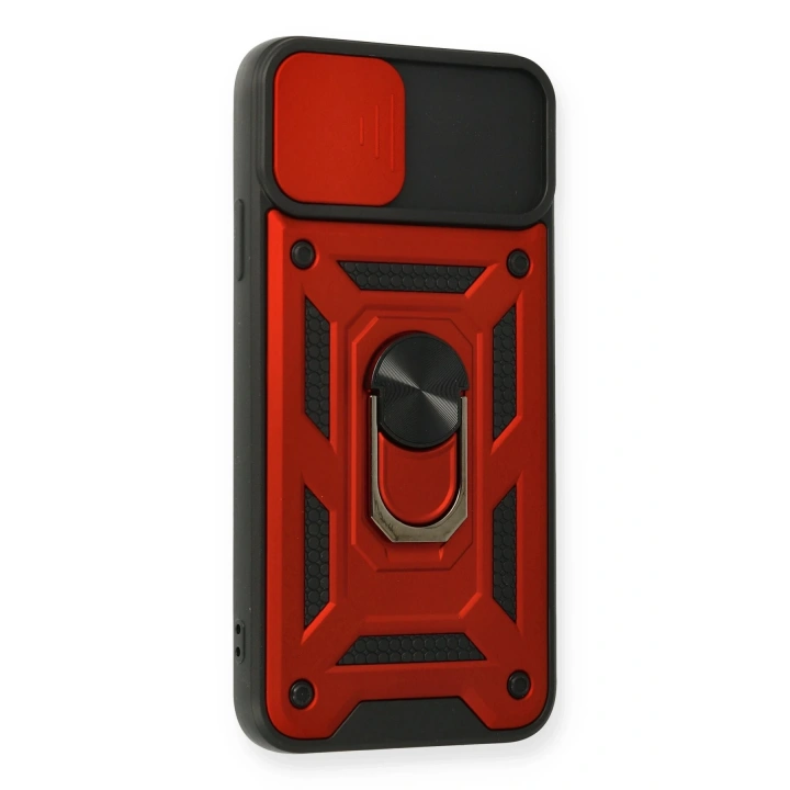 BFS  iPhone 11 Pro Max Kılıf Pars Lens Yüzüklü Silikon - Kırmızı