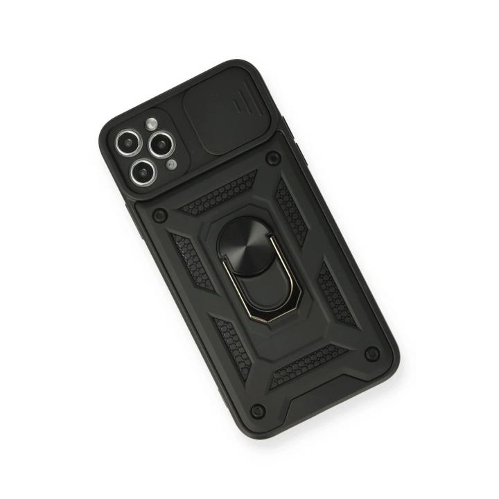 BFS  iPhone 11 Pro Max Kılıf Pars Lens Yüzüklü Silikon - Siyah