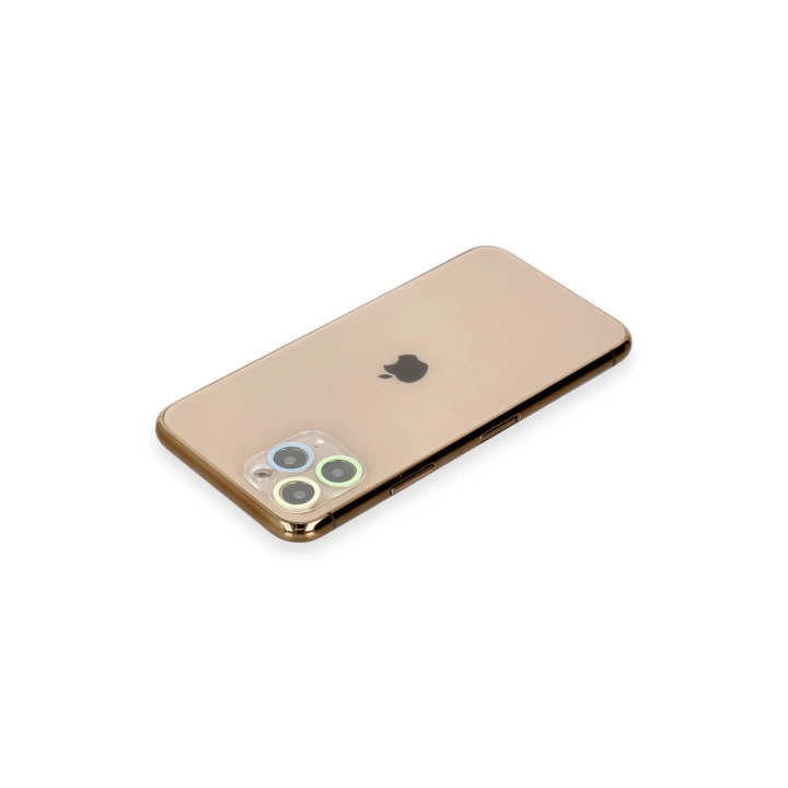 BFS  iPhone 11 Pro Max Renkli Kamera Lens Koruma Cam - Yeşil-Sarı