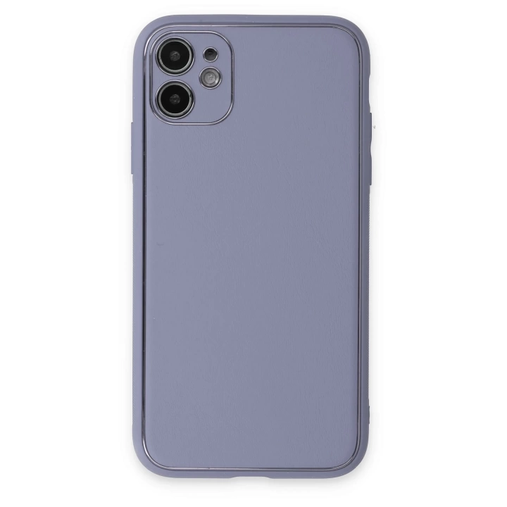 BFS  iPhone 12 Kılıf Coco Deri Silikon Kapak - Açık Lila