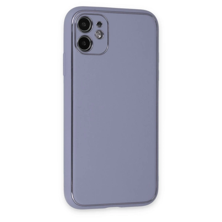 BFS  iPhone 12 Kılıf Coco Deri Silikon Kapak - Açık Lila