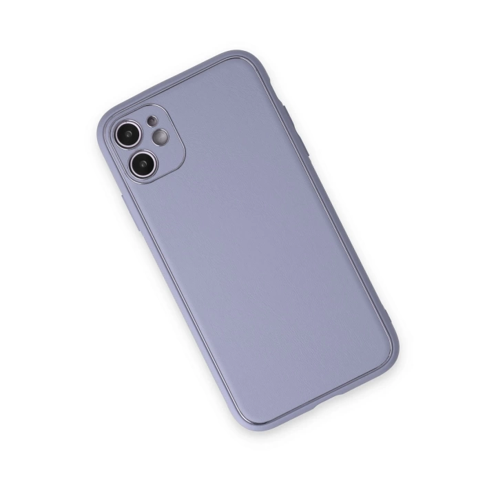 BFS  iPhone 12 Kılıf Coco Deri Silikon Kapak - Açık Lila