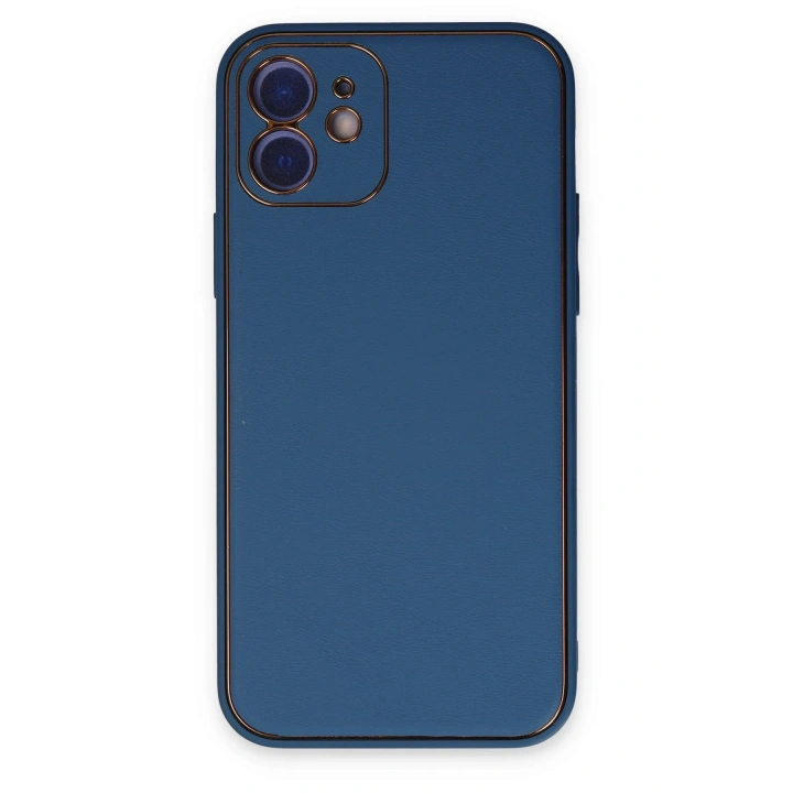 BFS  iPhone 12 Kılıf Coco Deri Silikon Kapak - Açık Mavi