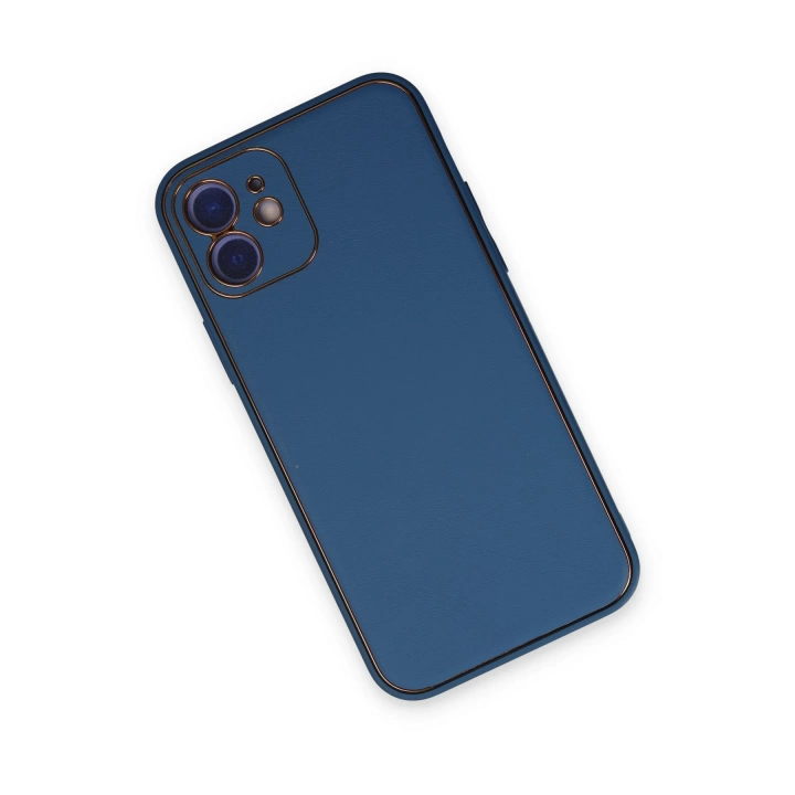 BFS  iPhone 12 Kılıf Coco Deri Silikon Kapak - Açık Mavi