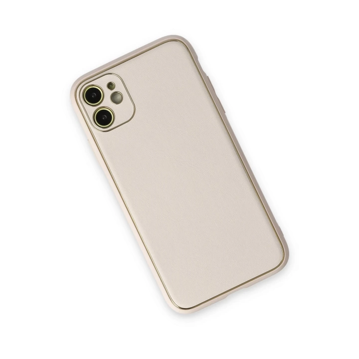 BFS  iPhone 12 Kılıf Coco Deri Silikon Kapak - Beyaz