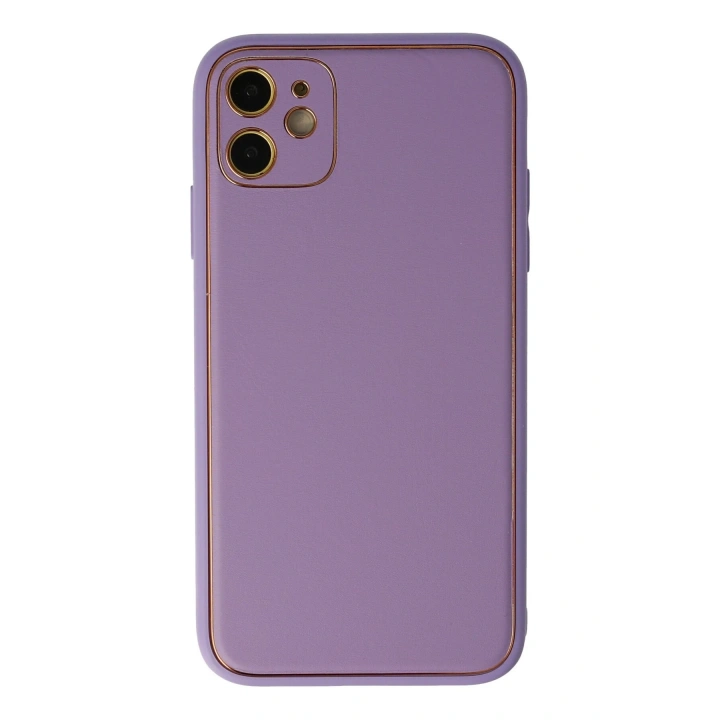 BFS  iPhone 12 Kılıf Coco Deri Silikon Kapak - Lila