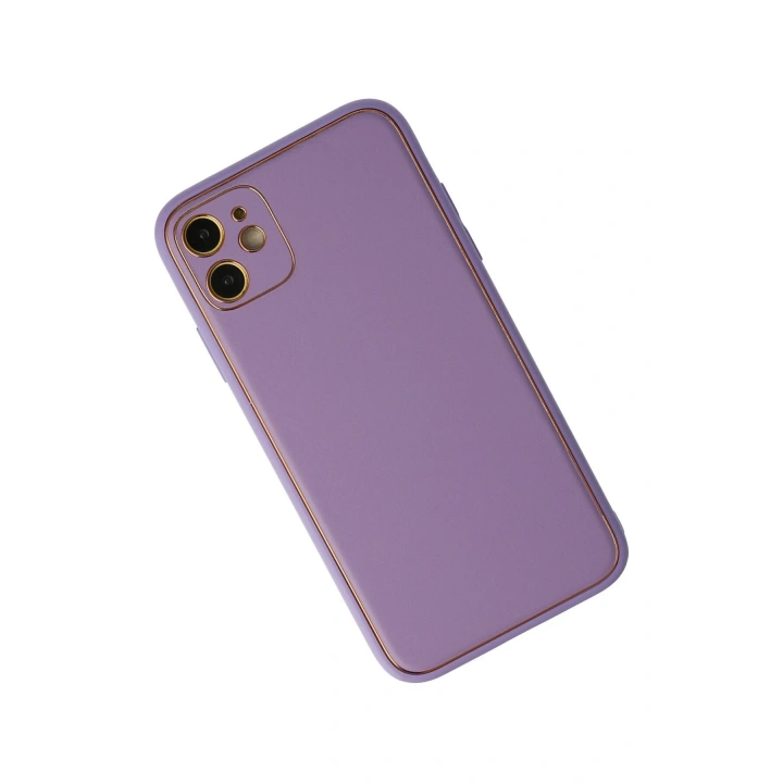 BFS  iPhone 12 Kılıf Coco Deri Silikon Kapak - Lila
