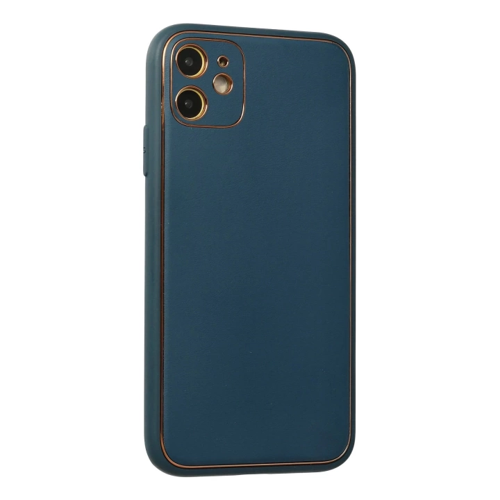BFS  iPhone 12 Kılıf Coco Deri Silikon Kapak - Mavi