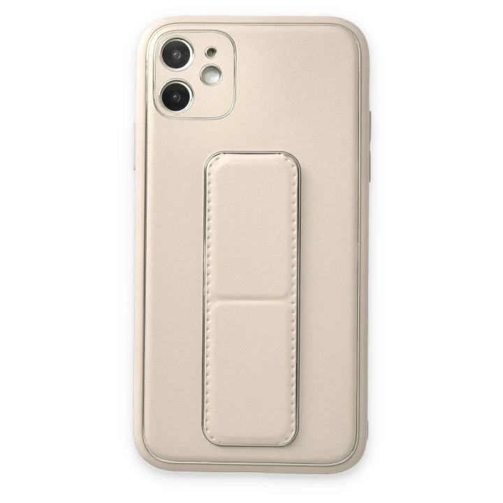 BFS  iPhone 12 Kılıf Coco Deri Standlı Kapak - Beyaz