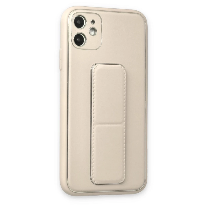 BFS  iPhone 12 Kılıf Coco Deri Standlı Kapak - Beyaz