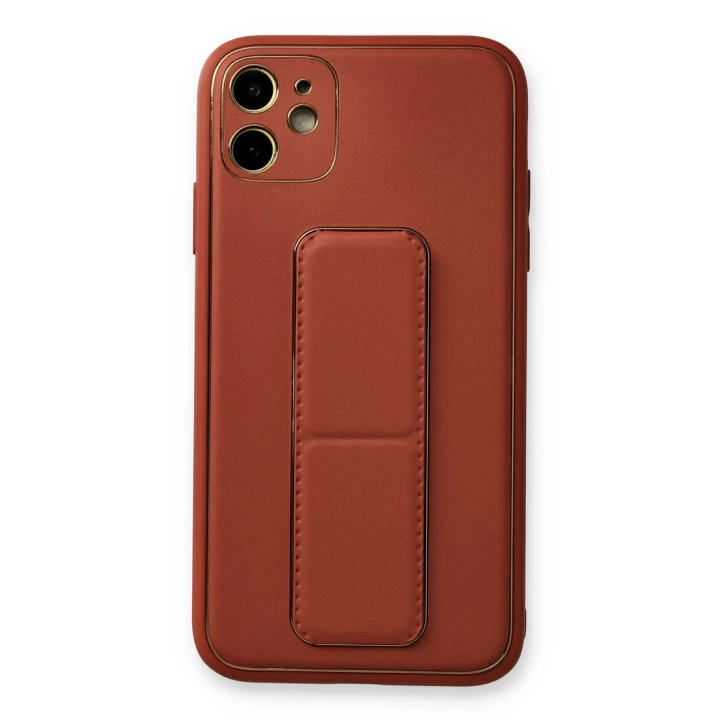 BFS  iPhone 12 Kılıf Coco Deri Standlı Kapak - Fuşya