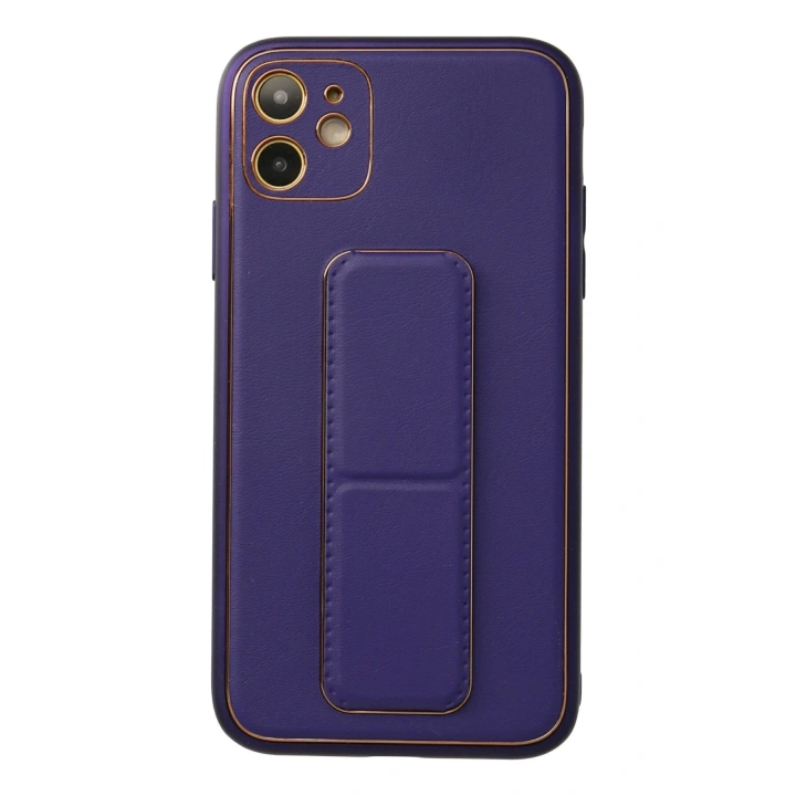 BFS  iPhone 12 Kılıf Coco Deri Standlı Kapak - Mor