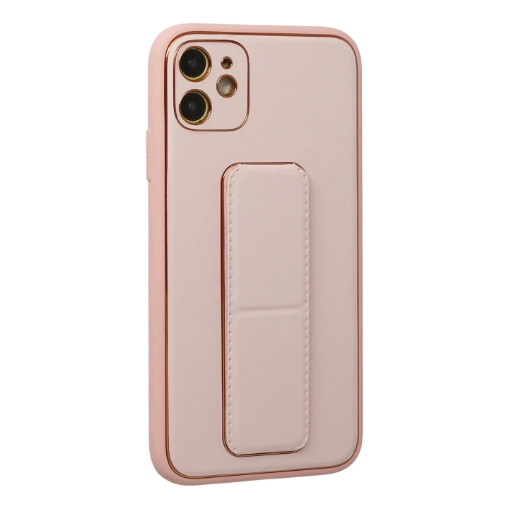 BFS  iPhone 12 Kılıf Coco Deri Standlı Kapak - Pembe