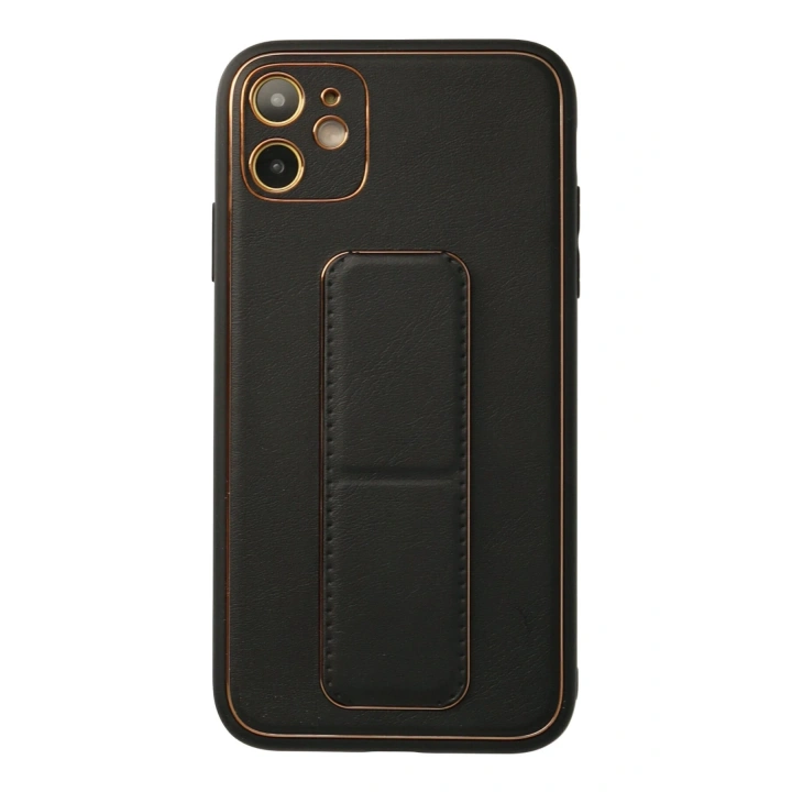 BFS  iPhone 12 Kılıf Coco Deri Standlı Kapak - Siyah