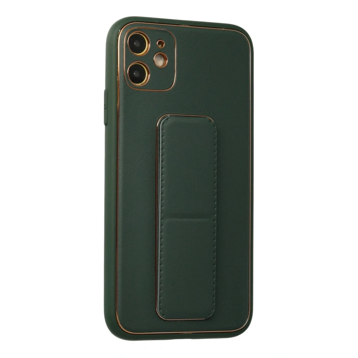 BFS  iPhone 12 Kılıf Coco Deri Standlı Kapak - Yeşil